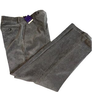 NWT Alan Flusser Corduroy Pants Men 32x32 Brown Classic Fit Flat Front